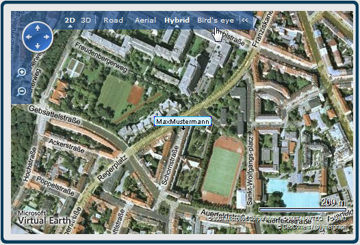2D Hybridkarte - Eine Mischung aus Satellitenbild und Stadtplan